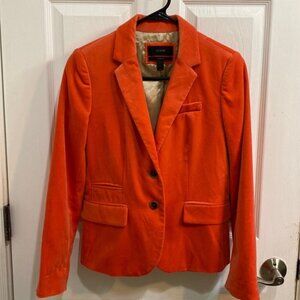 J. Crew Schoolboy Orange Velvet Single Breasted 2 Button Blazer Jacket 2 Pockets